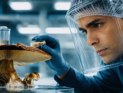 Inspecting a mushroom sample